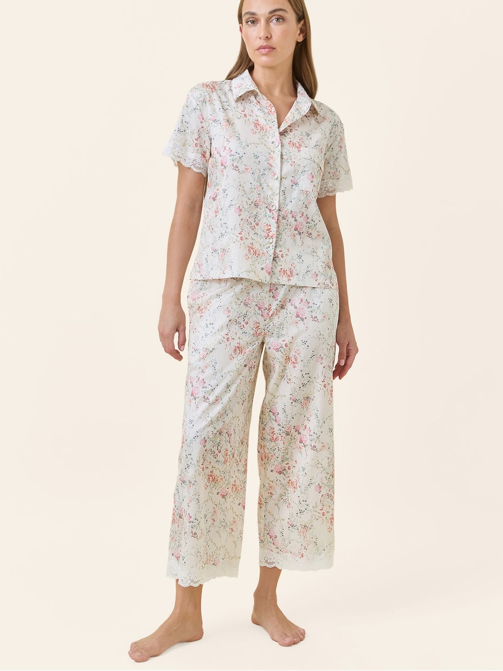 Papinelle Yolly Lace Crop Pajama Set Sz XL